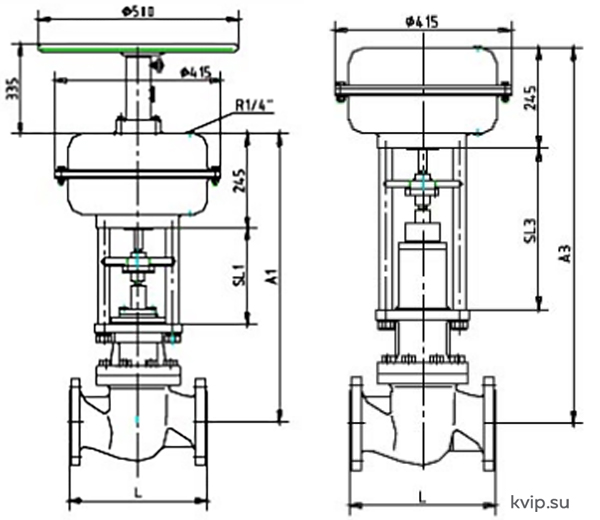 RTK PV64 DN125 - DN400 Клапан регулирующий с пневмоприводом_Р1